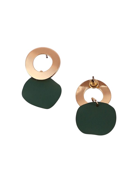 Women's The Circular-Plate Drop Earrings - Forest Green