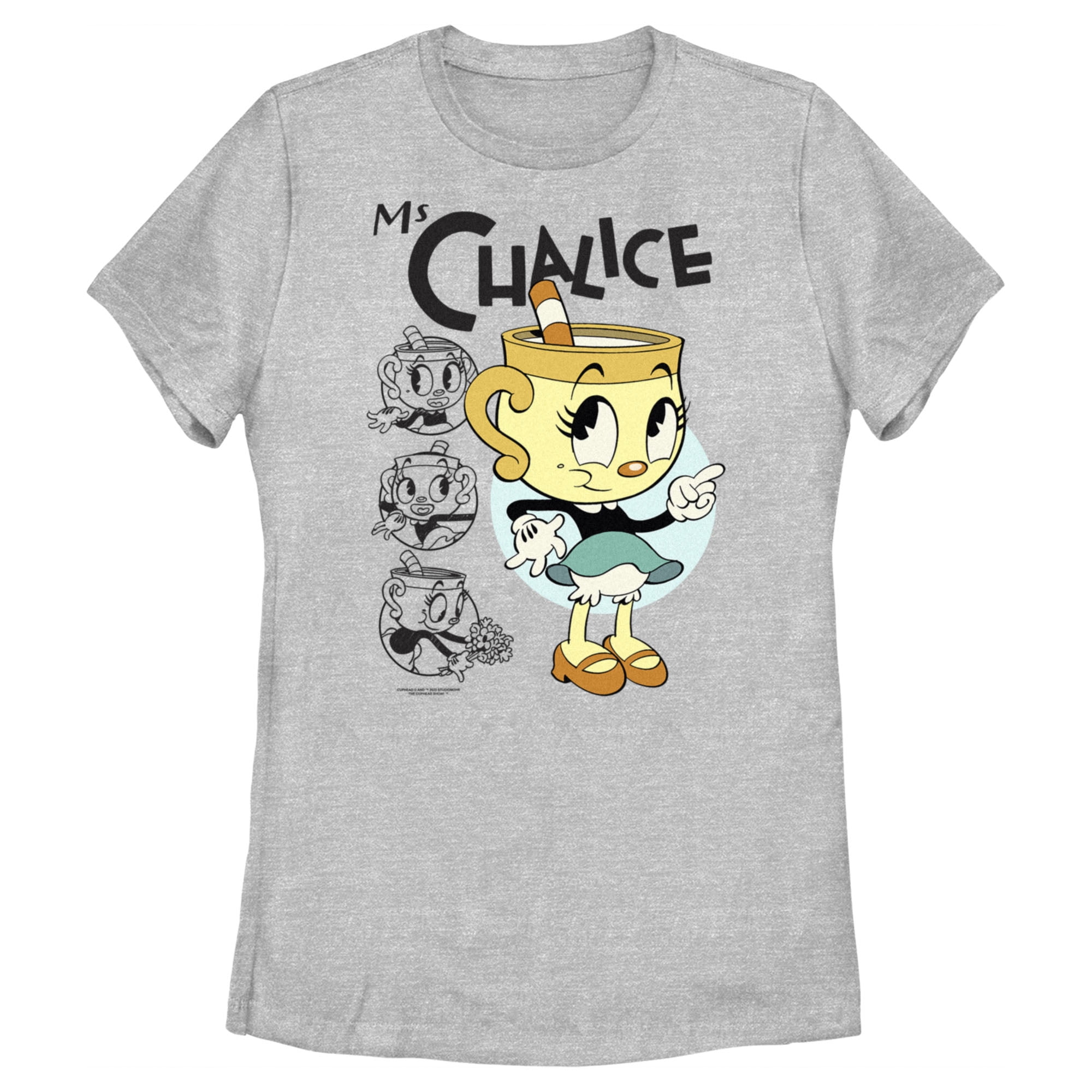 Boy's The Cuphead Show! Ms. Chalice Panels Graphic Tee Charcoal Heather  Medium 
