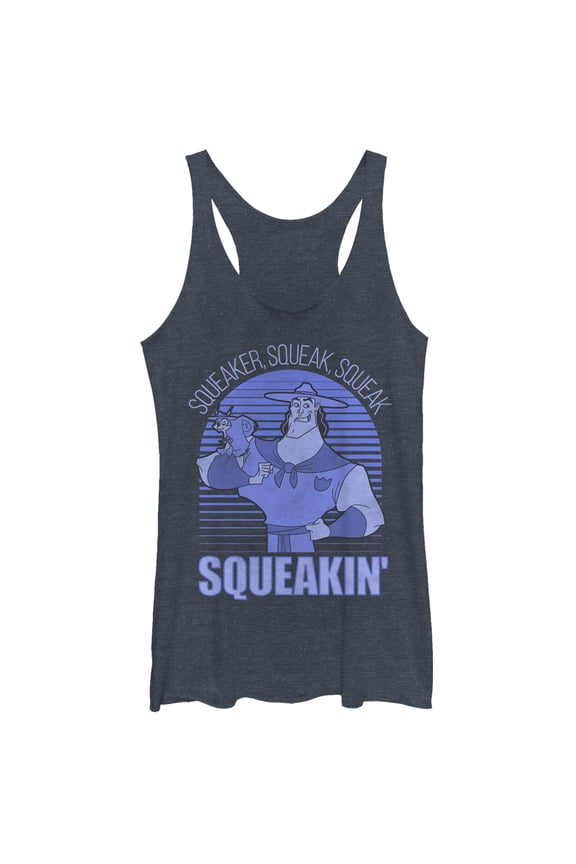 Women's The Emperor's New Groove Kronk Squirrel Squeak Racerback Tank Top Navy Blue Heather Large