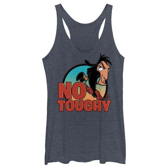 Women's The Emperor's New Groove No Touchy Point  Racerback Tank Top Navy Blue Heather X Small