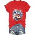 thumbnail image 1 of Women's The Flag Print Crew Neck Shirt Independence Day T-Shirt Short Sleeve 4Th of July Outfits for Women, 1 of 5