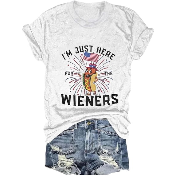Women's The Flag Print Crew Neck Shirt Independence Day T-Shirt Short Sleeve 4Th of July Outfits for Women