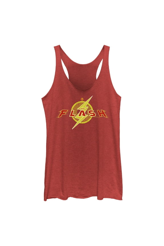 Women's The Flash Animated Logo Racerback Tank Top Red Heather Large