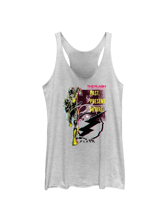 Women's The Flash Barry Allen Glitch Racerback Tank Top White Heather X Large