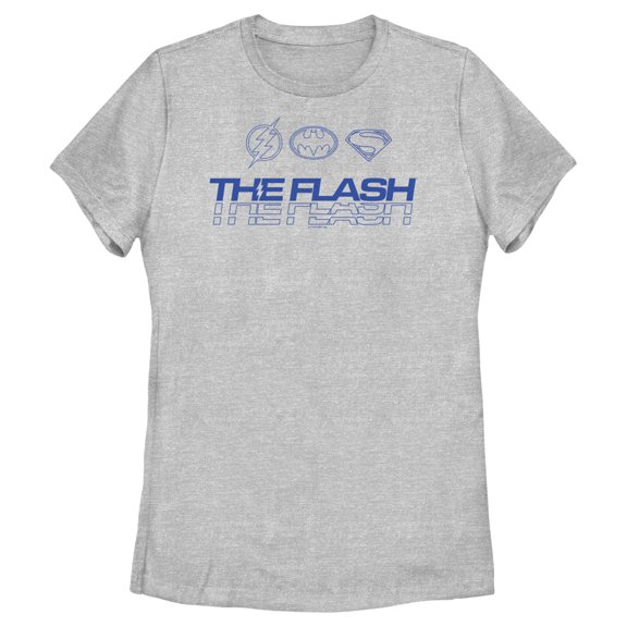 Women's The Flash Heroes Classic Blue Emblems  Graphic Tee Athletic Heather 2X Large
