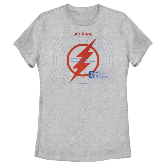 Women's The Flash Saving the Future Red Lightning Bolt Graphic Tee Athletic Heather 2X Large