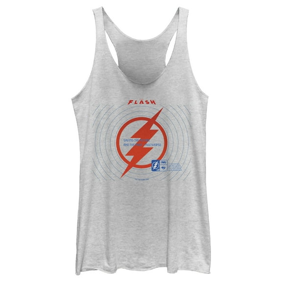 Women's The Flash Saving the Future Red Lightning Bolt  Racerback Tank Top White Heather Large