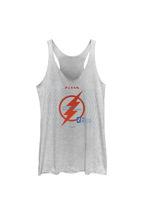 Women's The Flash Saving the Future Red Lightning Bolt  Racerback Tank Top White Heather Small