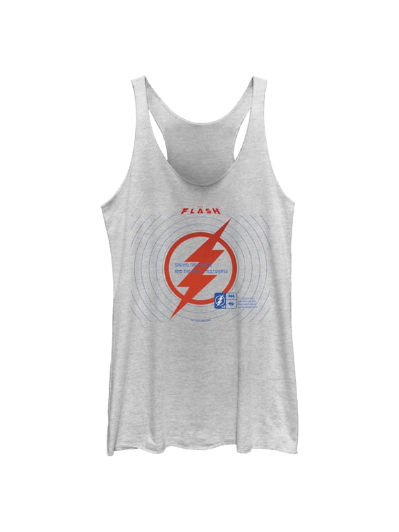 Women's The Flash Saving the Future Red Lightning Bolt Racerback Tank Top White Heather X Small