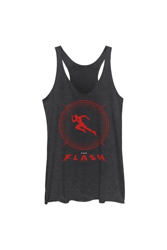 Women's The Flash Speedster Red Silhouette Racerback Tank Top Black Heather Small