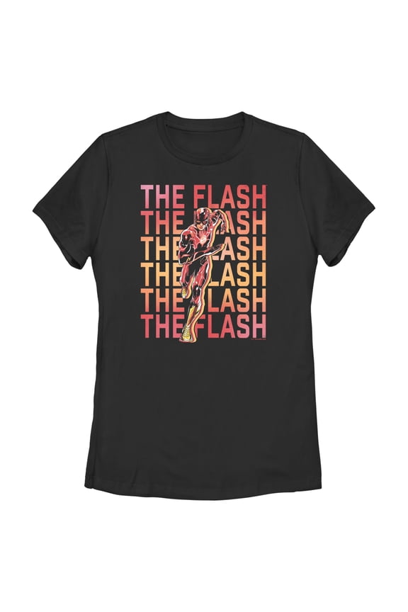 Women's The Flash Speedster Stacked Logo Graphic Tee Black Small