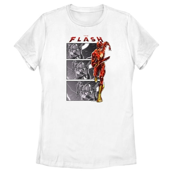 Women's The Flash Speedster comics Book Panels Graphic Tee White X Large