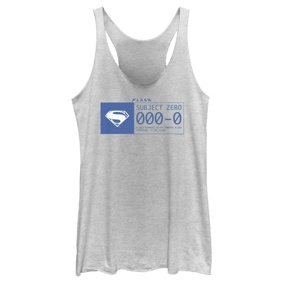 Women's The Flash Supergirl Subject Zero Blue  Racerback Tank Top White Heather Small