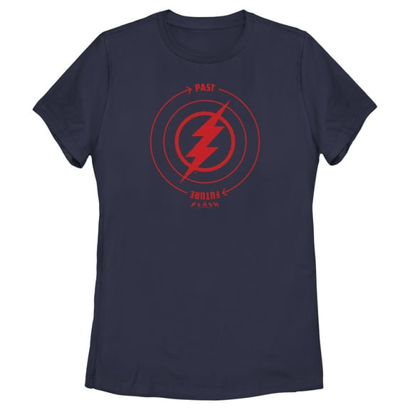 Women's The Flash Time Travel Lightning Bolt  Graphic Tee Navy Blue Large
