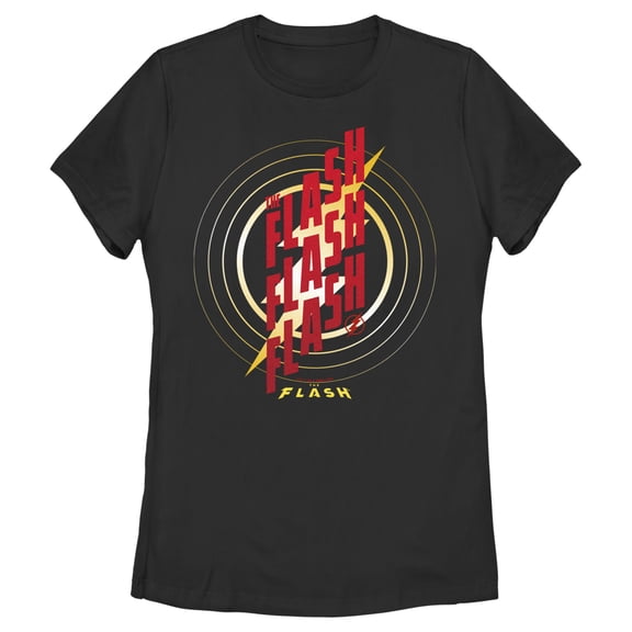 Women's The Flash Triple Red Logo Graphic Tee Black Small