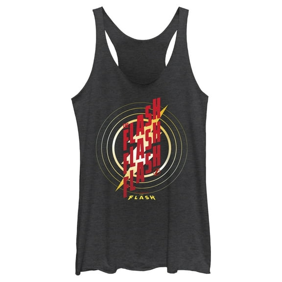 Women's The Flash Triple Red Logo  Racerback Tank Top Black Heather X Small