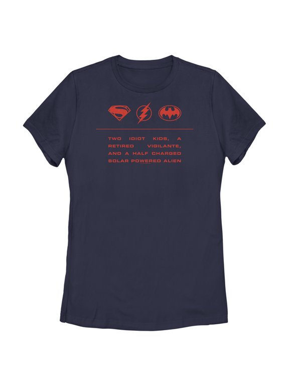 Women's The Flash Two Idiot Kids Quote Graphic Tee Navy Blue Small