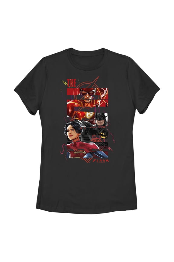 Women's The Flash comics Book Superheroes Logo Graphic Tee Black Small