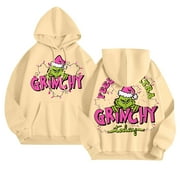 WLDBZY Women's The G.rinch Hoodies Green Haired Monster Pullover Sweatshirts Cool Novelty Hoodiess Long Sleeve Hooded Sweatshirt Pullover Green Christmas Grinchxmas Hoodie Trendy Clothes Xmas Gifts Beige L