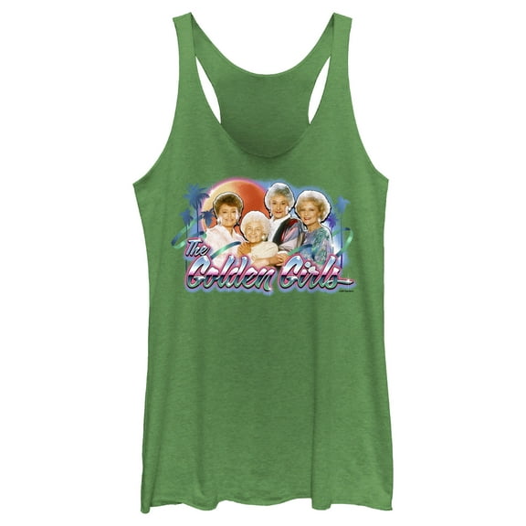 Women's The Golden Girls 80s Graffiti Portrait  Racerback Tank Top