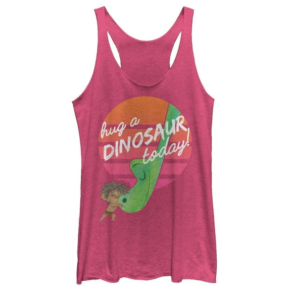 Women's The Good Dinosaur Hug a Dinosaur Racerback Tank Top Pink Heather Medium