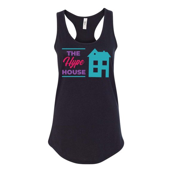 Women's The Hype House Retro Ladies Racerback Tank Top-Black-large