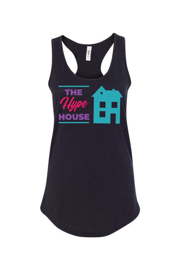 Women's The Hype House Retro Ladies Racerback Tank Top-Black-medium