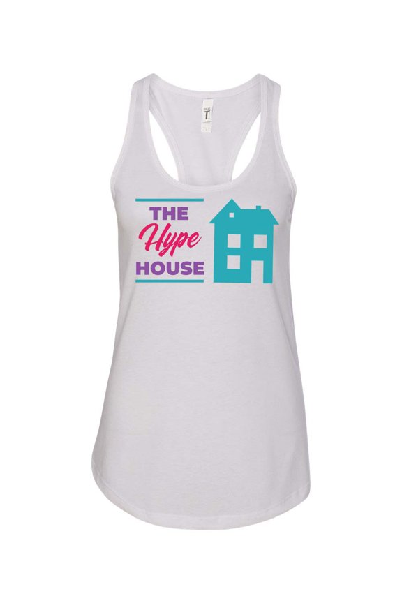 Women's The Hype House Retro Ladies Racerback Tank Top-White-medium