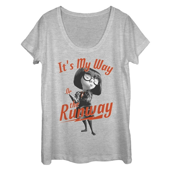Women's The Incredibles 2 Edna Mode My Way or Runway  Scoop Neck Athletic Heather Small