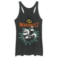 thumbnail image 1 of Women's The Incredibles 2 Heroic Parents  Racerback Tank Top Black Heather X Small, 1 of 3
