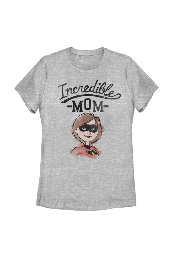 Women's The Incredibles 2 Incredible Mom Water Color Graphic Tee Athletic Heather X Large
