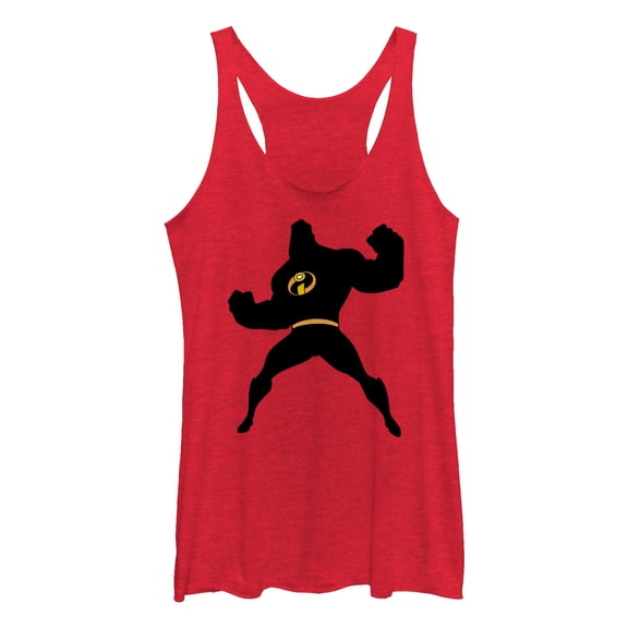 Women's The Incredibles Mr. Incredible Silhouette Racerback Tank Top Red Heather X Large