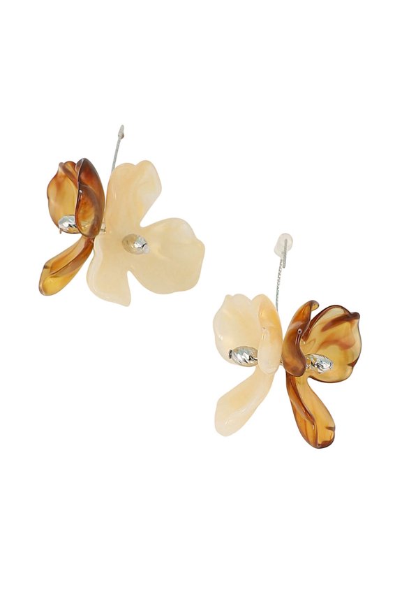 Women's The Iris Drop Earrings - Coffee Brown  Metallic Silver