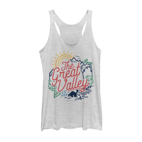 Women's The Land Before Time Colorful Great Valley Line Racerback Tank Top White Heather X Small