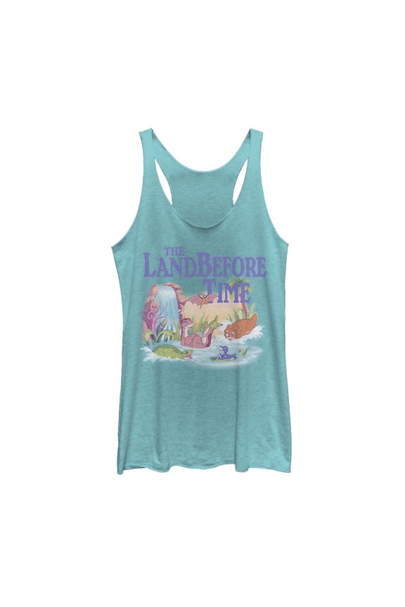 Women's The Land Before Time Dinosaur Summer Splash Racerback Tank Top Tahiti Blue X Small