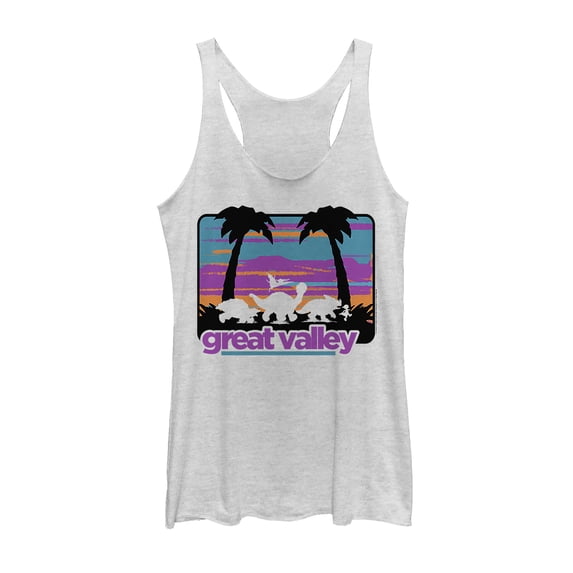 Women's The Land Before Time Retro Great Valley Racerback Tank Top White Heather Medium