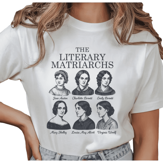 Women's The Literary Matriarchs Graphic T Shirt Classic Female Author Portrait Print Book Lover Short Sleeve Round Neck Top White S-5XL