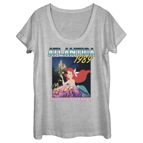 Women's The Little Mermaid Ariel Atlantica 1989  Scoop Neck Athletic Heather Small