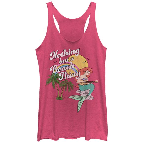 Women's The Little Mermaid Ariel Beach Thing Racerback Tank Top Pink Heather Small