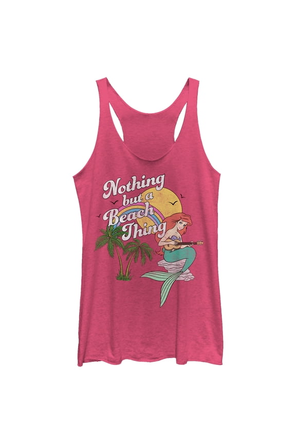 Women's The Little Mermaid Ariel Beach Thing Racerback Tank Top Pink Heather X Large