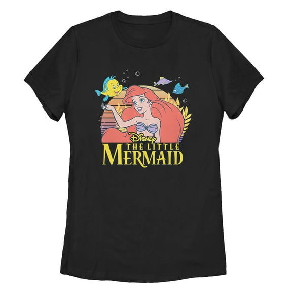 Women's The Little Mermaid Ariel Classic  Graphic Tee Black X Large