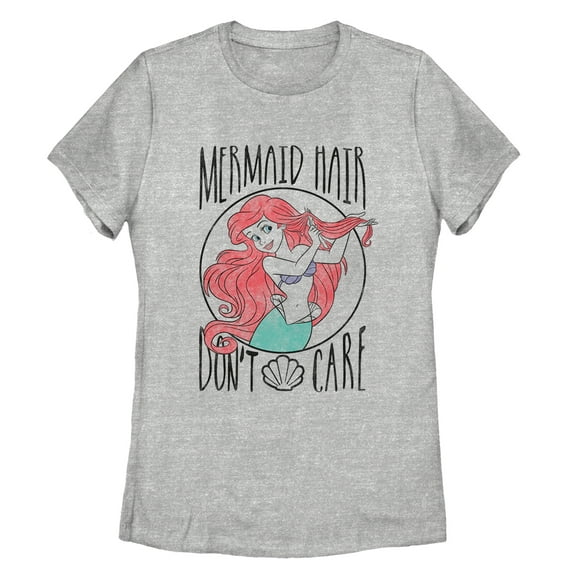 Women's The Little Mermaid Ariel Hair Don't Care  Graphic Tee Athletic Heather X Large