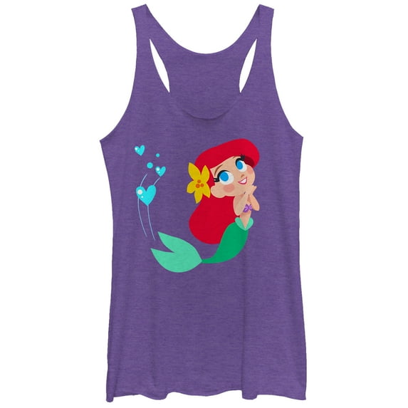 Women's The Little Mermaid Ariel Love Racerback Tank Top Purple Heather 2X Large