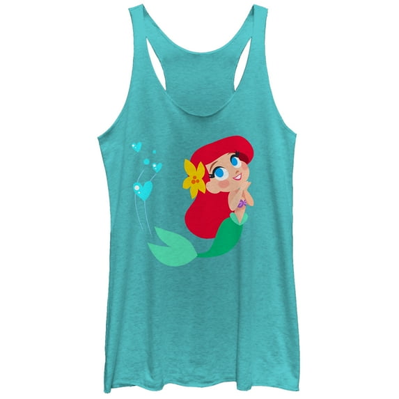 Women's The Little Mermaid Ariel Love Racerback Tank Top Tahiti Blue X Large