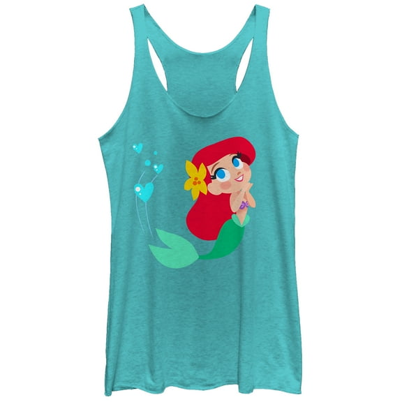 Women's The Little Mermaid Ariel Love  Racerback Tank Top Tahiti Blue X Small