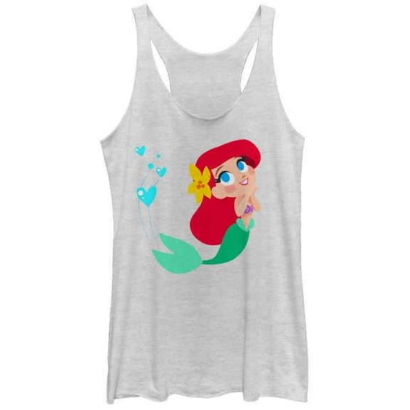 Women's The Little Mermaid Ariel Love  Racerback Tank Top White Heather Small