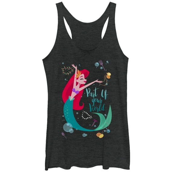 Women's The Little Mermaid Ariel Part of Your World Dance Racerback Tank Top Black Heather Large