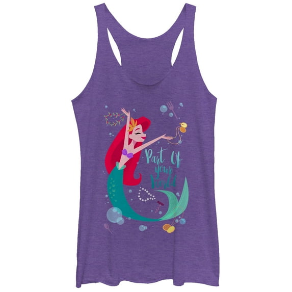 Women's The Little Mermaid Ariel Part of Your World Dance Racerback Tank Top Purple Heather Large