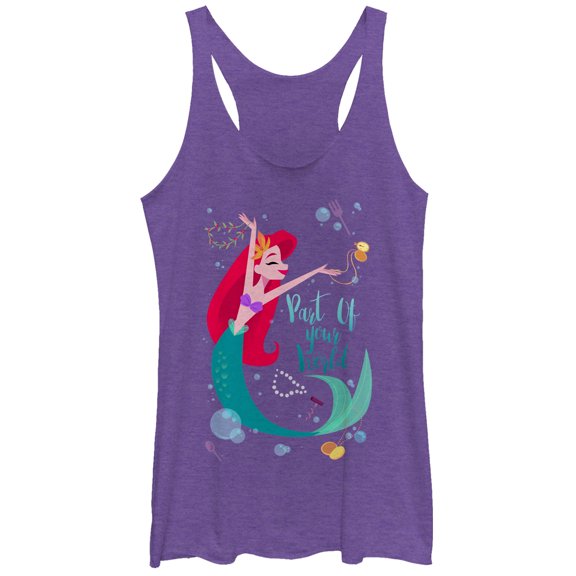Women's The Little Mermaid Ariel Part of Your World Dance  Racerback Tank Top Purple Heather X Large