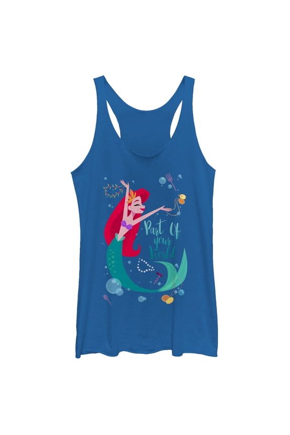Women's The Little Mermaid Ariel Part of Your World Dance Racerback Tank Top Royal Blue Heather X Small